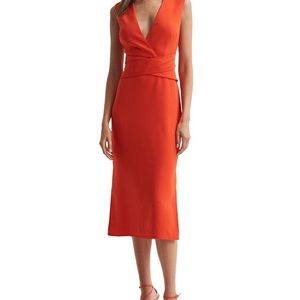 Reiss Jayla Elegant Orange Sleeveless Midi Dress